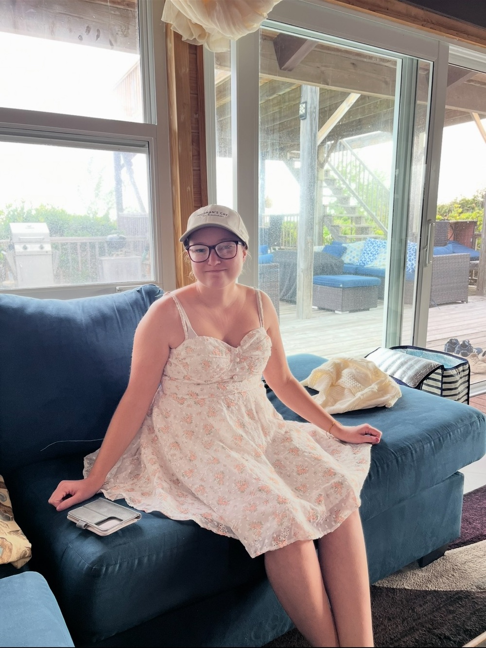 Floral Lace Sundress with Spaghetti Straps - White & Pink